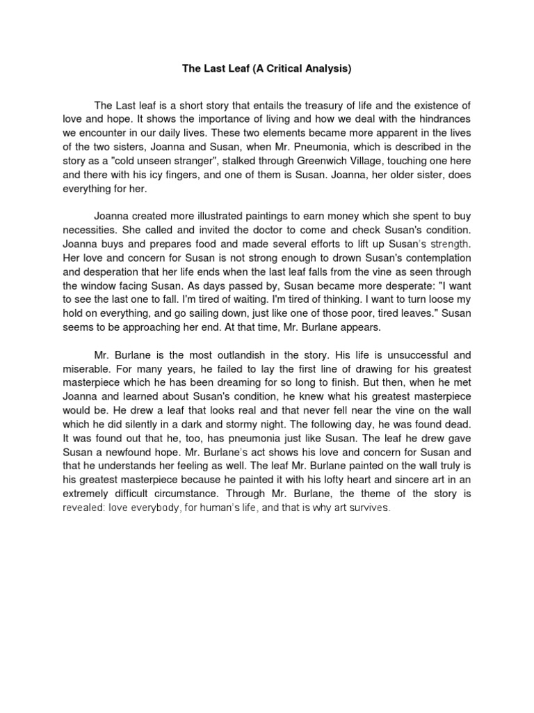 The Last Leaf Fiction & Literature