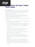 Importancia de Fayol Taylor Ford e Mayo