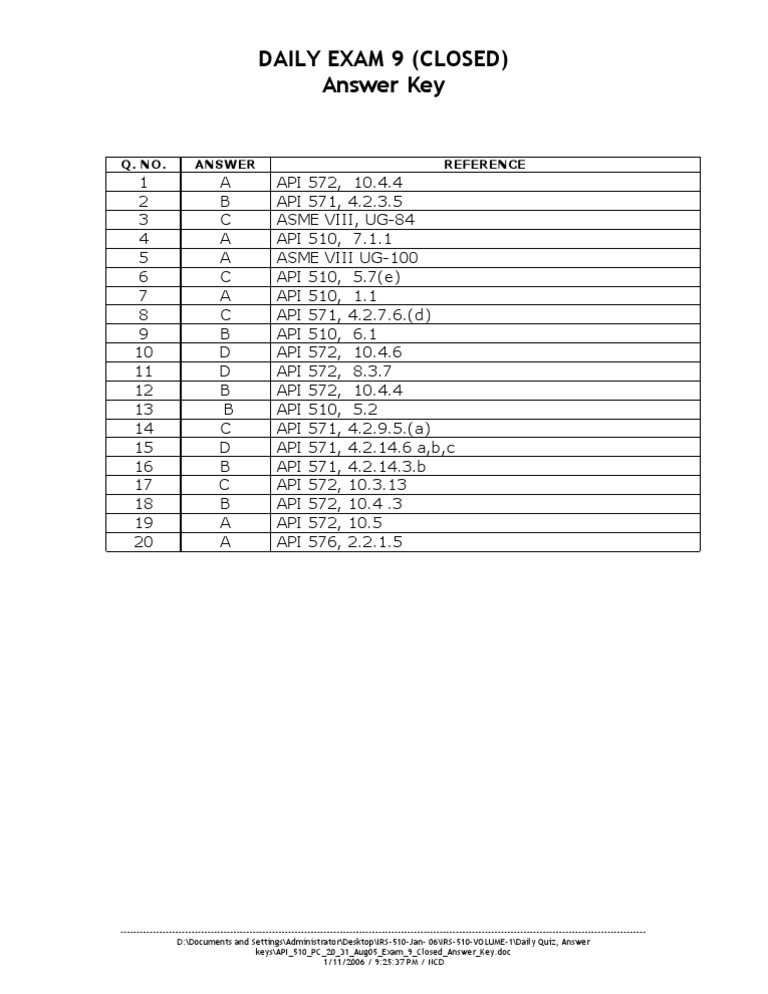 Daily Exam 9 Answer Key | PDF | Science & Mathematics | Computers