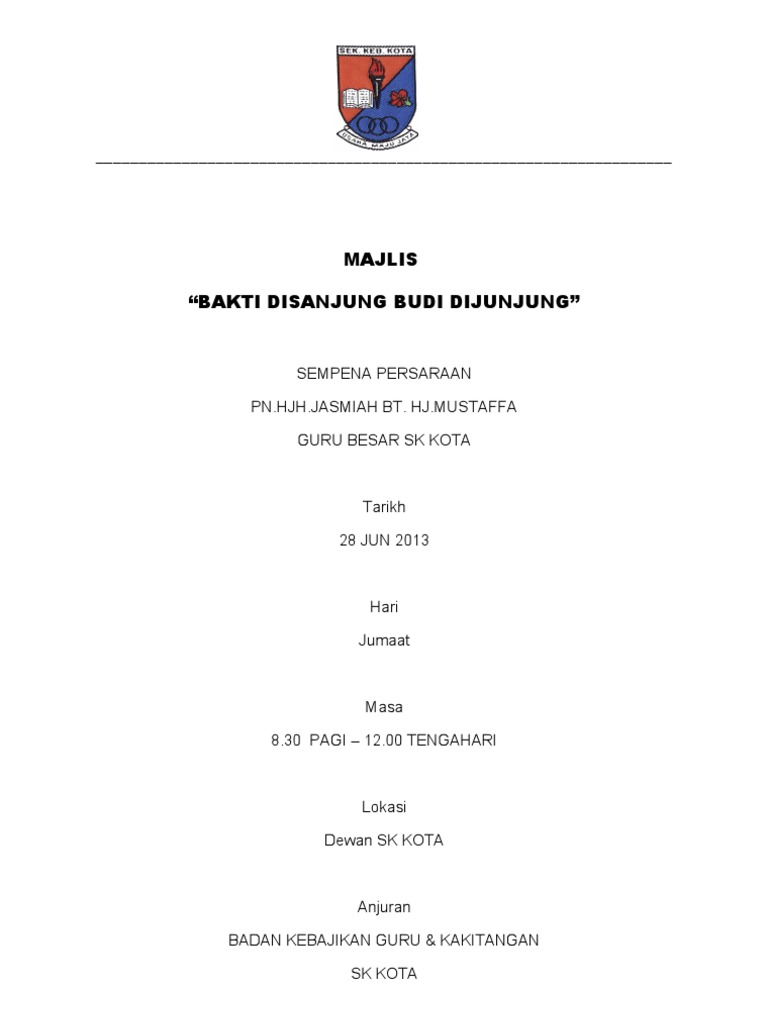 Kertas Kerja Majlis Persaraan