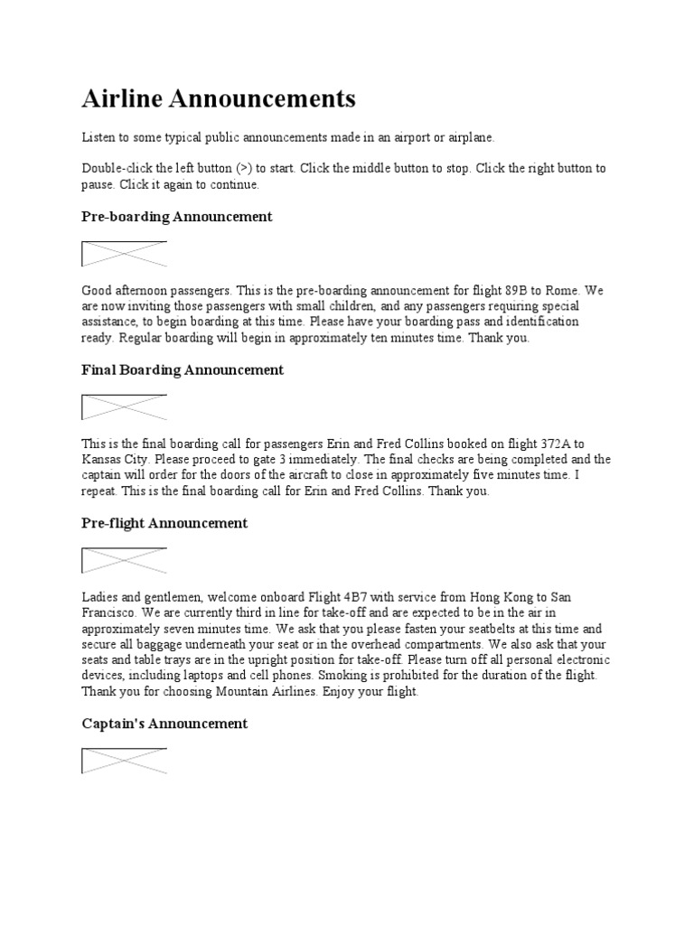 Airline Announcements Flight Attendant Bus