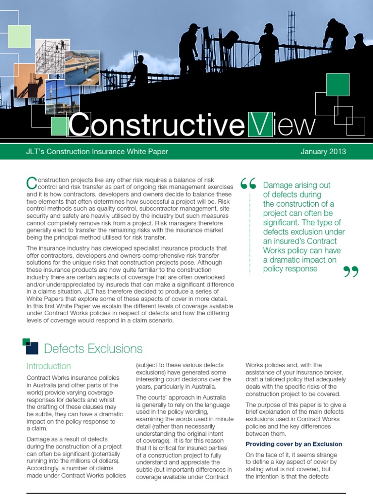 Understanding Defects Exclusions in Insurance | PDF | Deductible ...