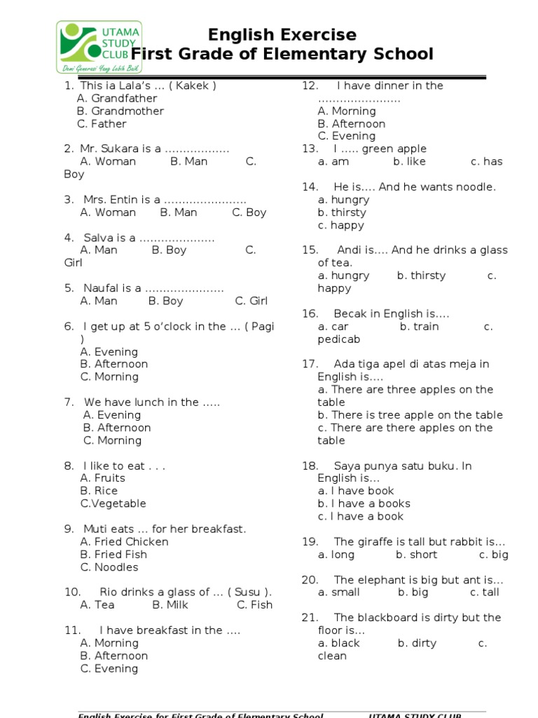 √ 22 contoh soal bahasa inggris kelas 6 sd dan kunci jawaban images