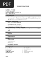 Savita Joshi: Curriculum Vitae