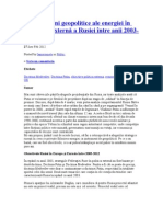 Repercusiuni Geopolitice Ale Energiei În Politica Externă A Rusiei Între Anii 2003-2012