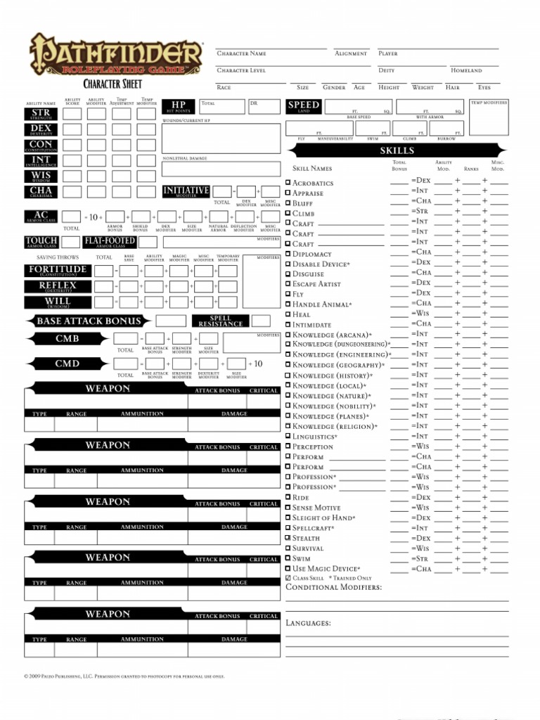 Pathfinder Advanced Template