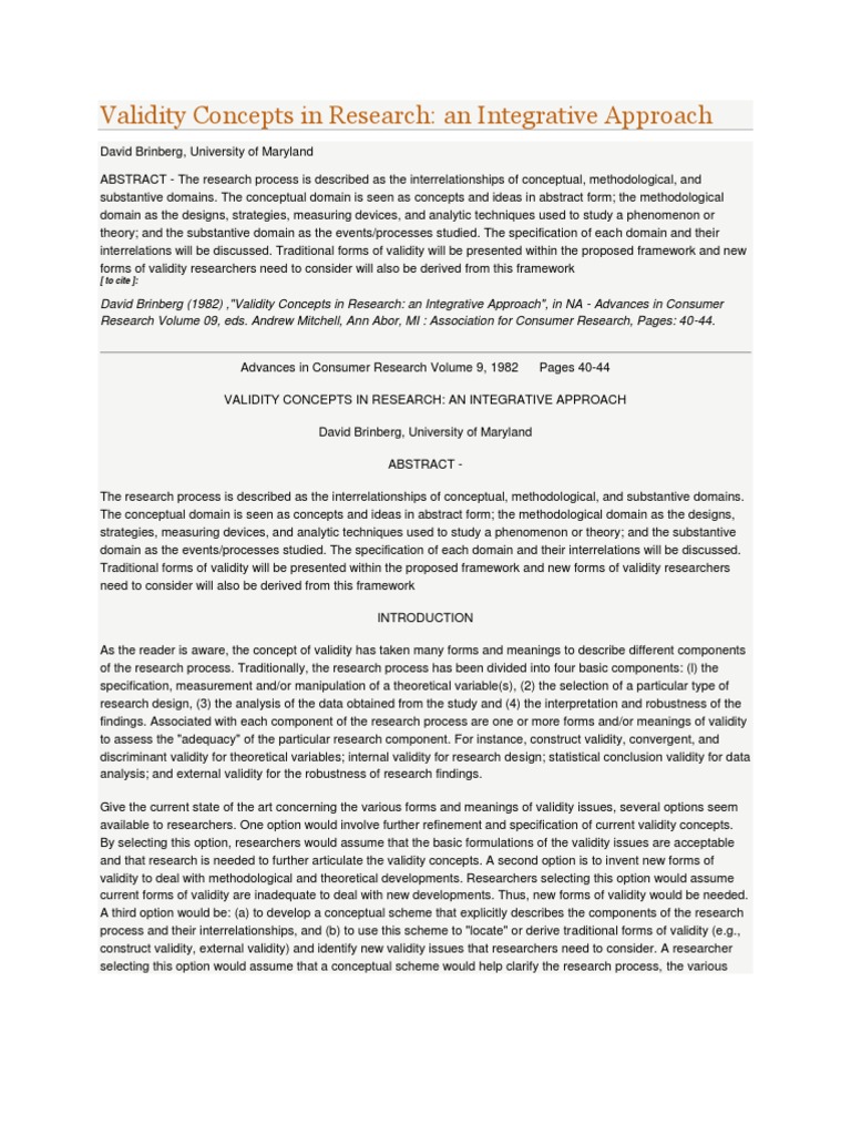 Validity Concepts in Research | PDF | Validity (Statistics) | Attitude ...
