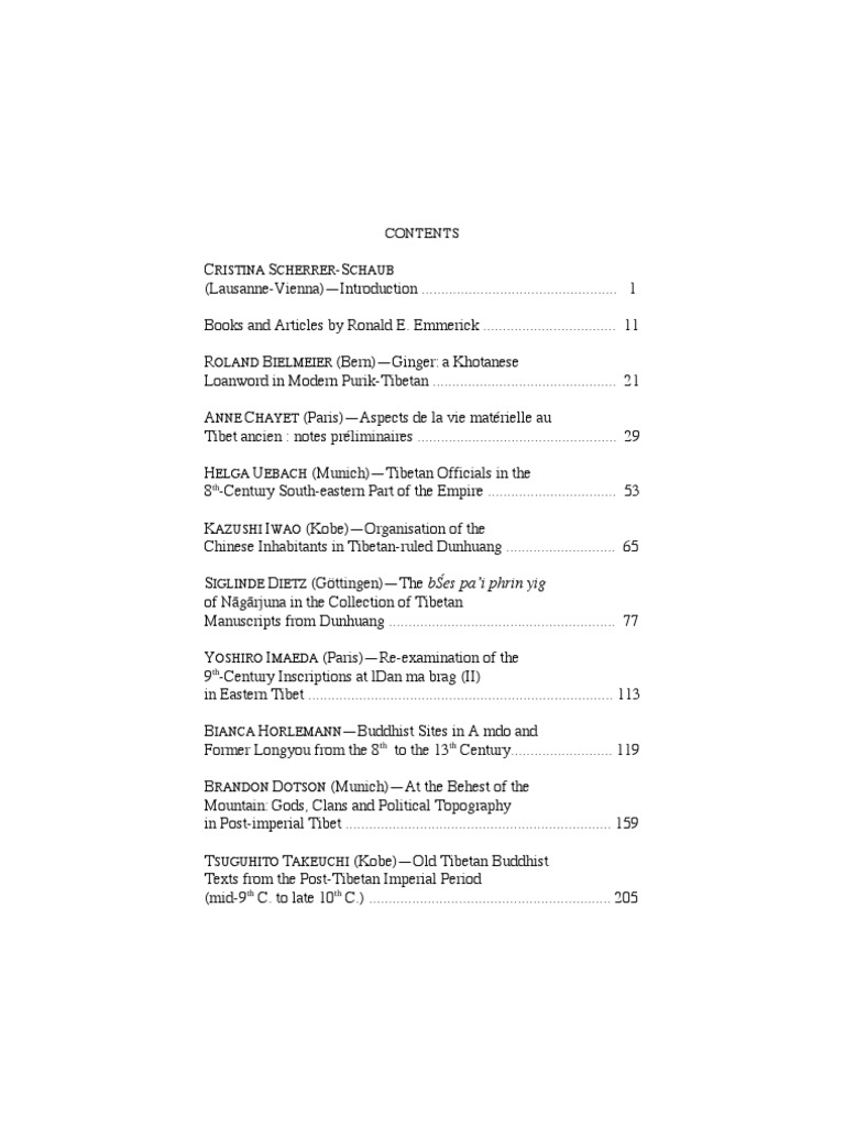 Old Tibetan Studies Dedicated To The Memory Of R E Emmerick
