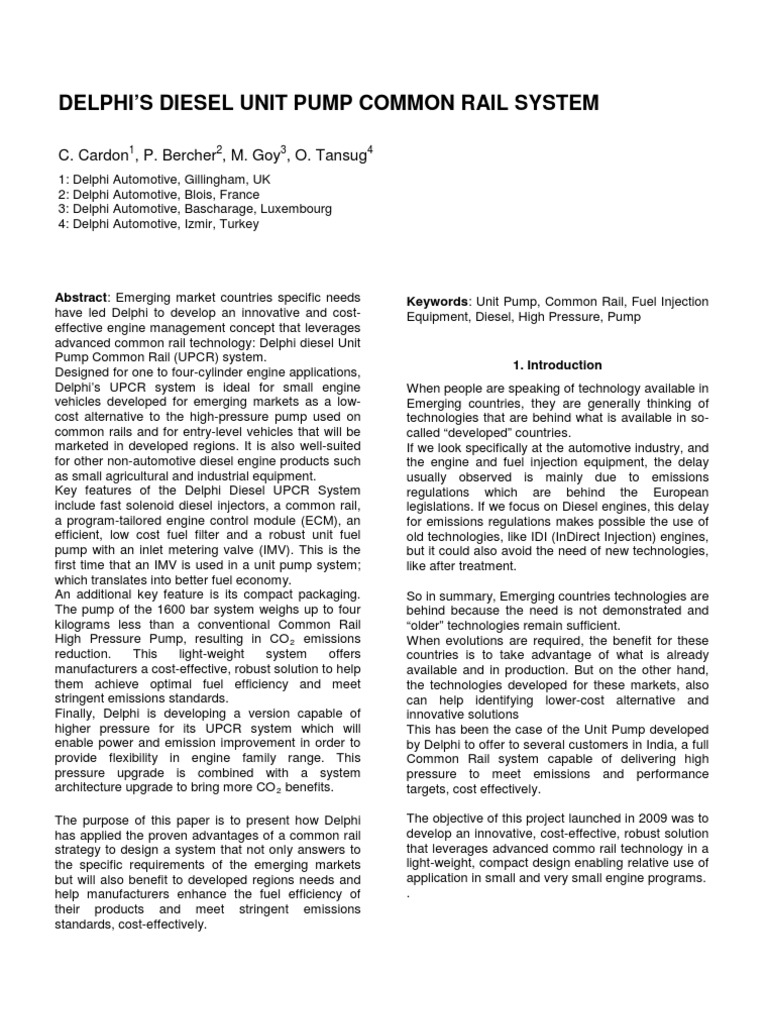 Delphi Diesel UPCR System Overview | PDF | Diesel Engine | Pump