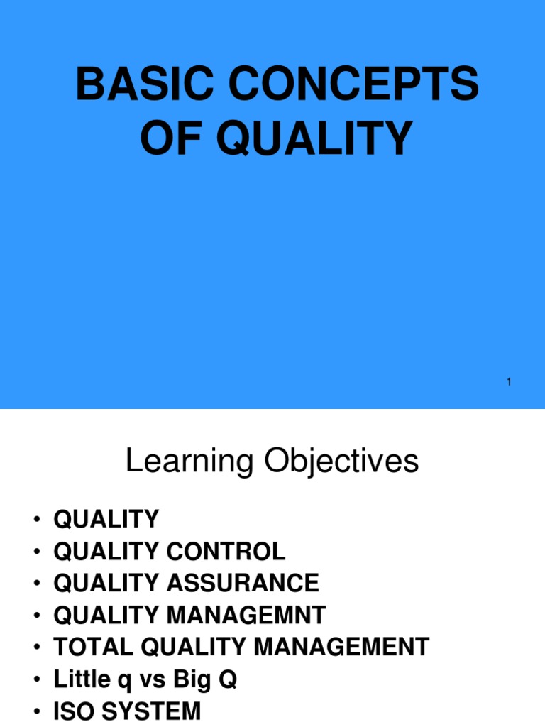 Basic Concepts of Quality | PDF | Quality (Business) | Quality Management