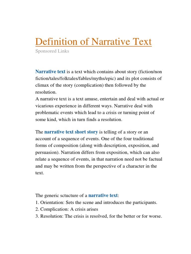 Definition Of Narrative Text Pdf
