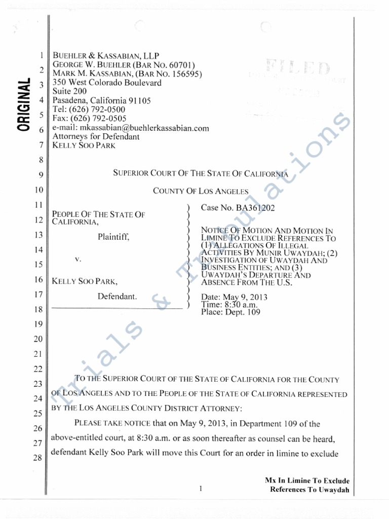 Motion in Limine To Exclude References To Allegations Of Illegal