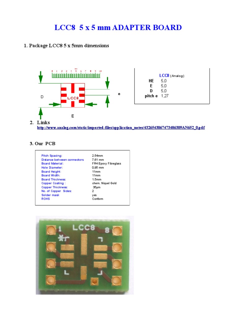 LCC8 5x5mm PCB Adapter Board Details | PDF | Home & Garden | Computers