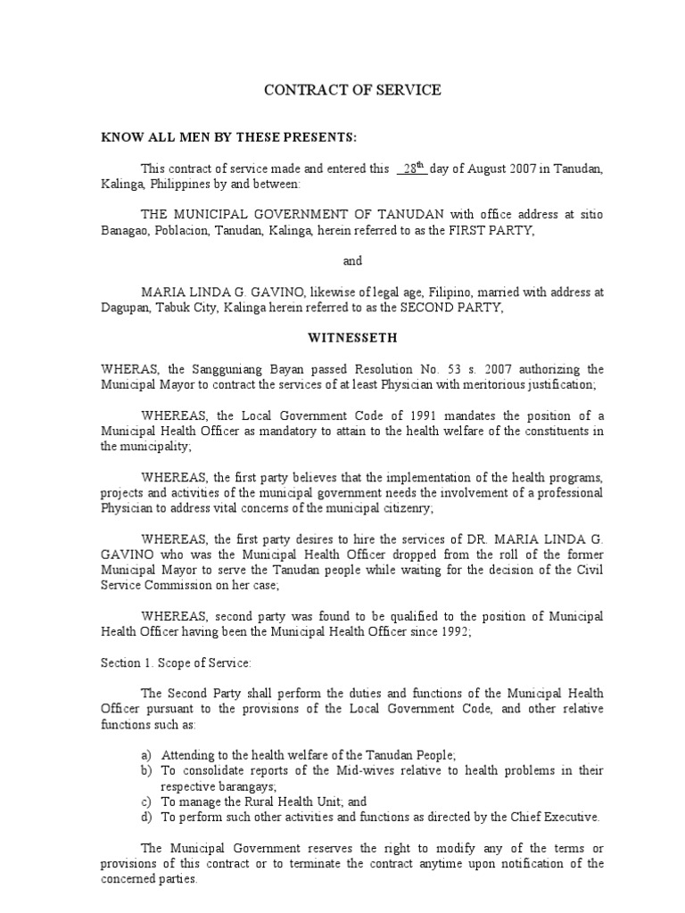 Municipal Health Officer Contract | PDF | Local Government | Government