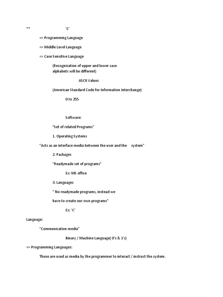 Overview of C Programming Language | PDF | C (Programming Language ...