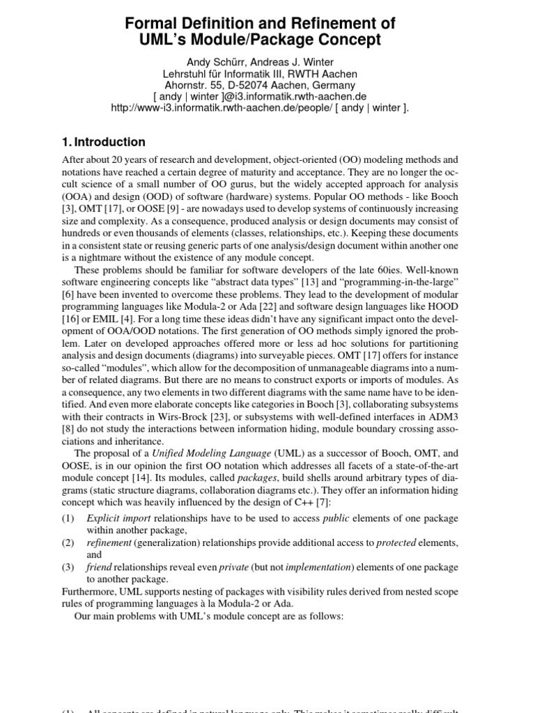 Formal Definition and Refinement of UML's Module/Package Concept PDF
