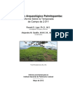Proyecto Arqueologico Palmitopamba, Informe Sobre La Temporada de Campo 2011 PDF