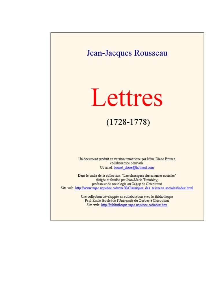 Rousseau Lettres | PDF