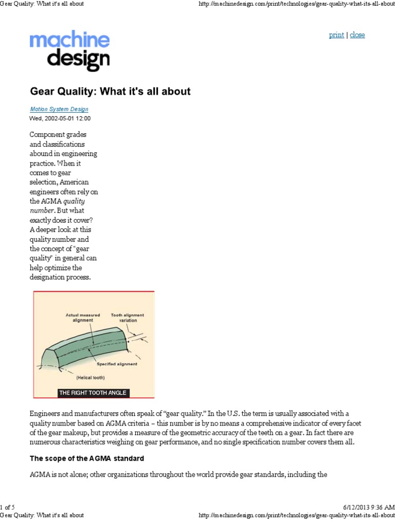 Understanding AGMA Gear Quality Standards | PDF | Gear | Classical ...