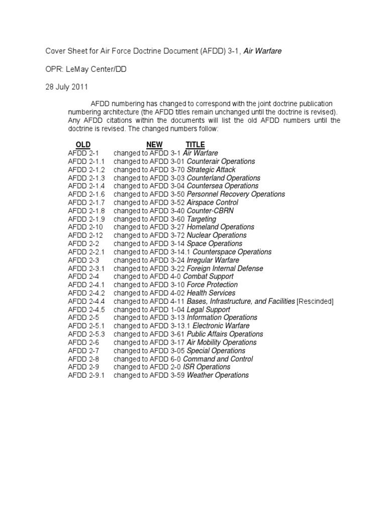 Air Force Doctrine Document 3-1 Overview | PDF | United States Air ...