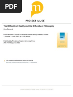 The Difficulity of Reality and the Difficulity of Philosophy 