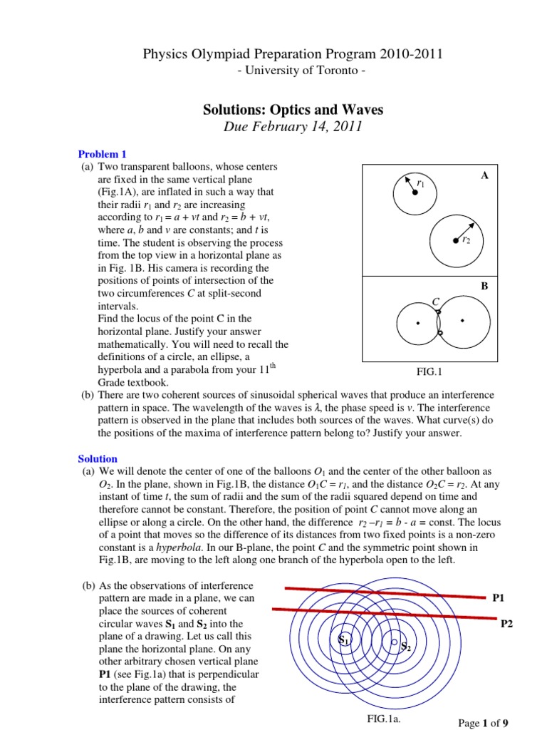 Optics and Waves Problem Solutions | PDF | Interference (Wave ...
