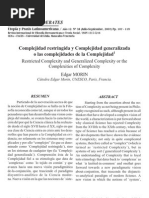 Edgar Morin - Complejidad Restringida y Complejidad Generalizada