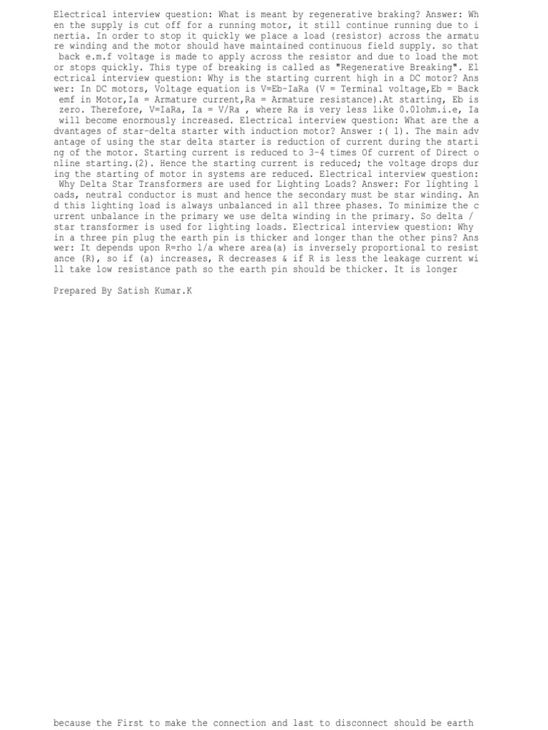 Electrical Engineering Interview Insights | PDF