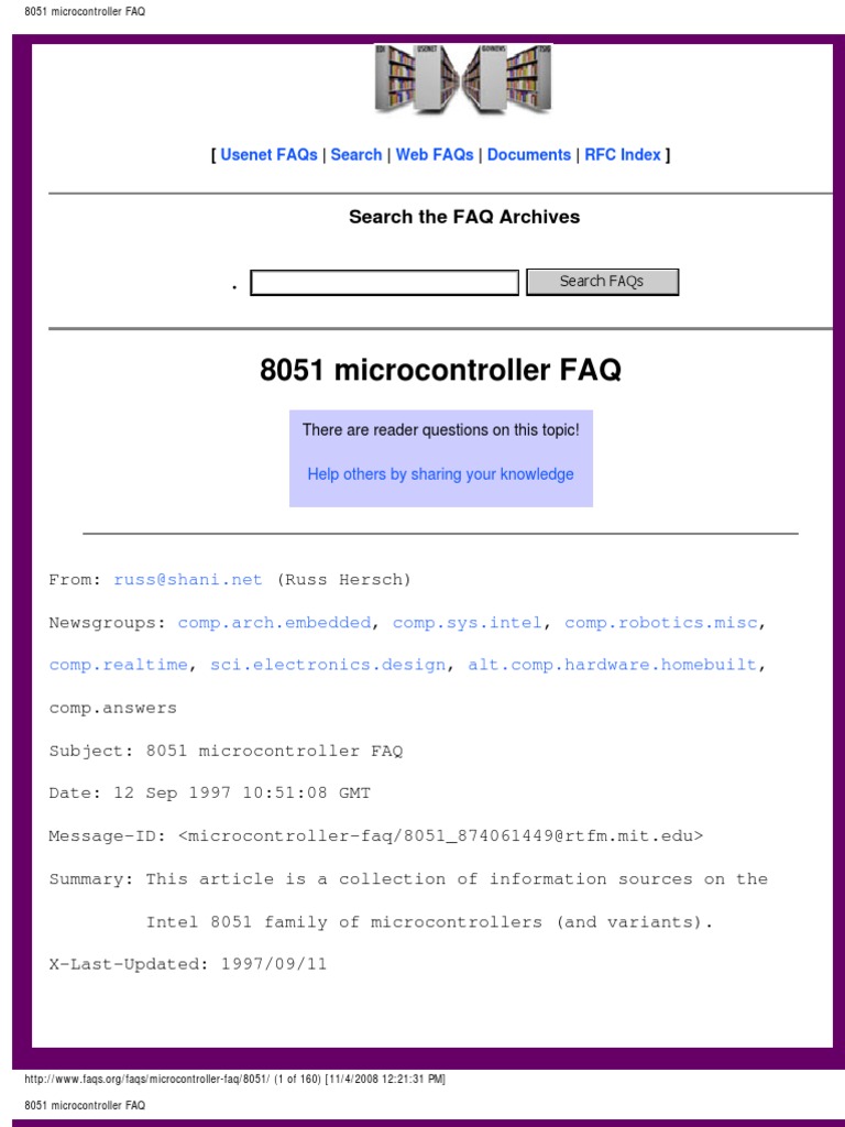8051 Microcontroller FAQ | PDF | Microcontroller | Office 8051 Microcontroller FAQ | PDF | Microcontroller | Office