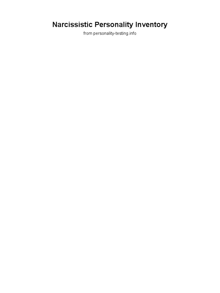 Narcissistic Personality Inventory Test | PDF | Psychological Concepts ...