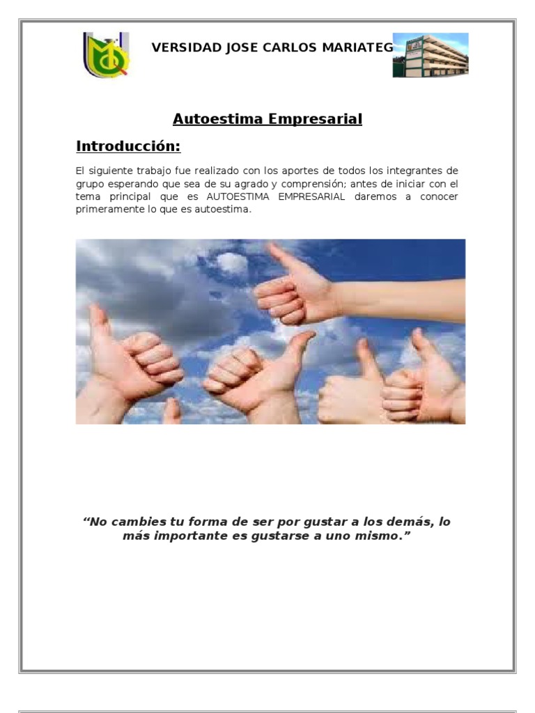 Autoestima Empresarial y Éxito Laboral | PDF | Autoestima | Toma de ...