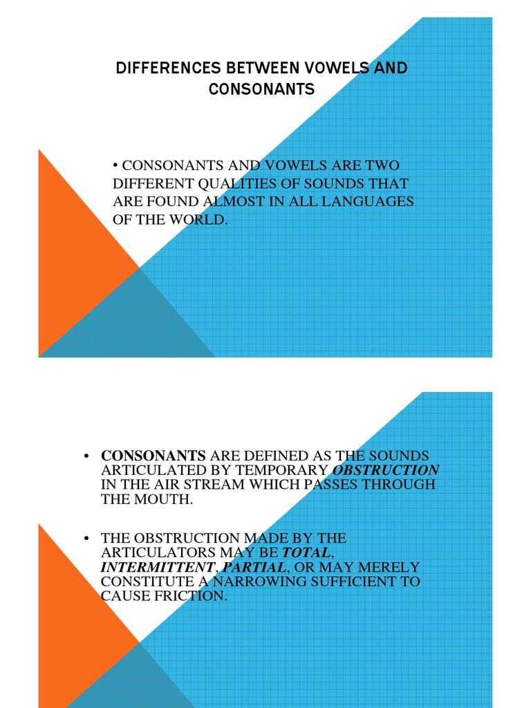 Differences Between Vowels and Consonants | PDF | Consonant | Vowel
