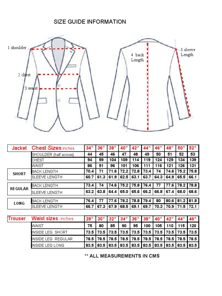 Size Guide Information Chest Sizes PDF