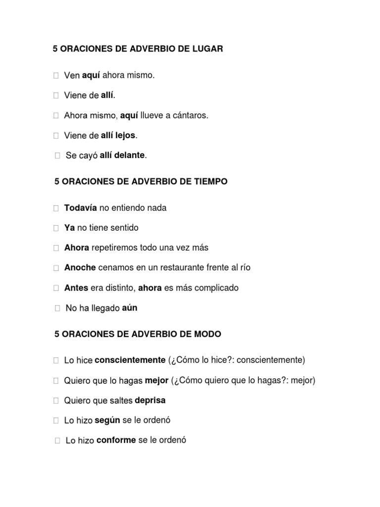 5 oraciones simples 5 oraciones simples