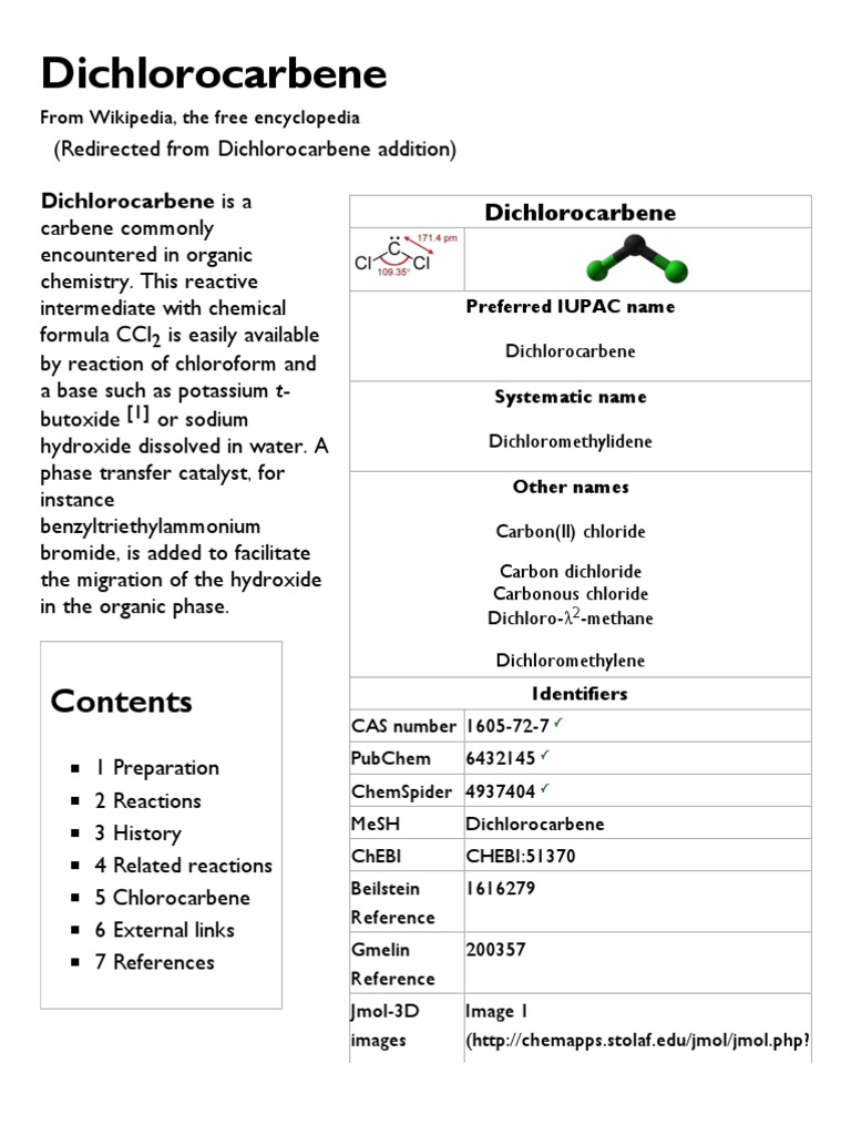 Dichlorocarbene Wikipedia, The Free Encyclopedia Chemical Compounds