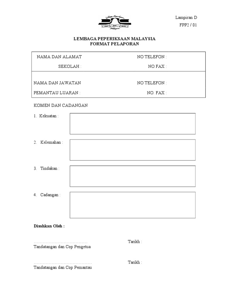 Format Laporan PAFA 2013 | PDF