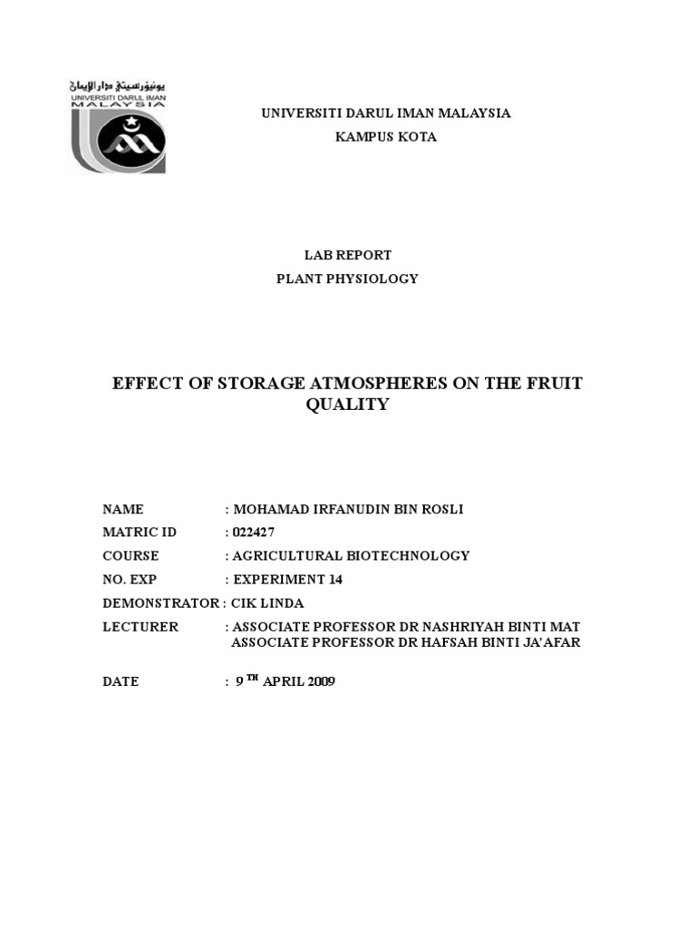 Effect of Storage Atmospheres On The Fruit Quality | PDF | Chemical ...