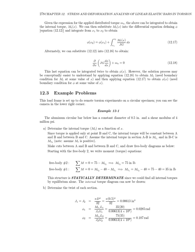 Stress Analysis of Torsion in Bars | PDF