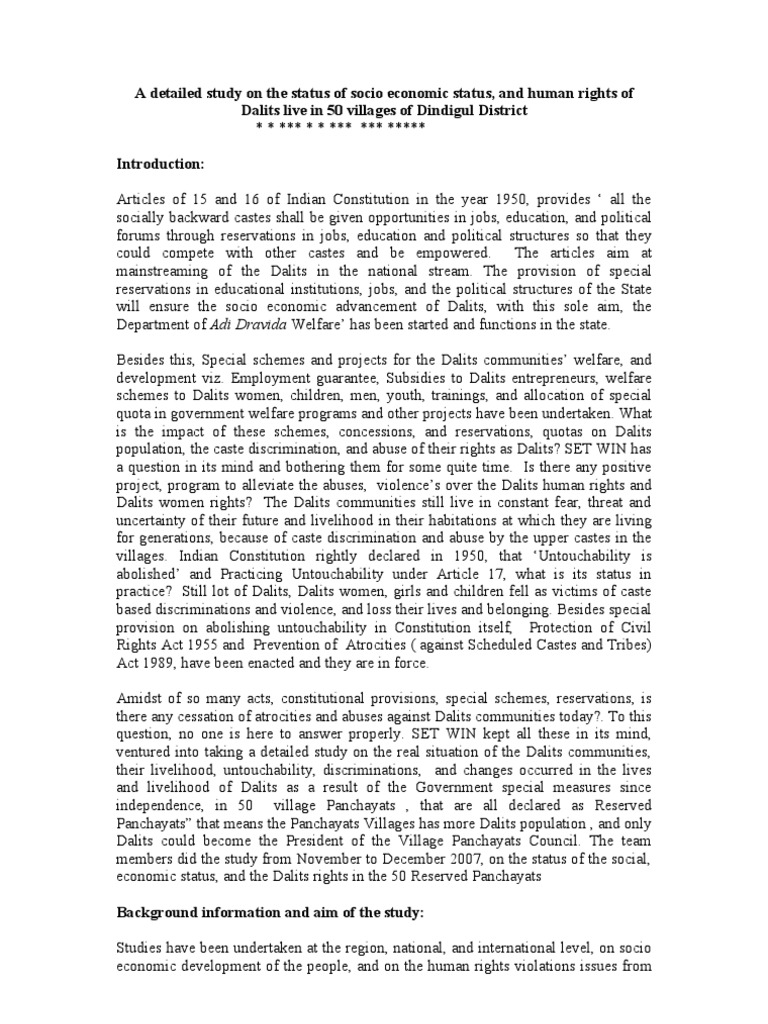 Dalit Rights in Dindigul: A Study | PDF | Dalit | Human Rights