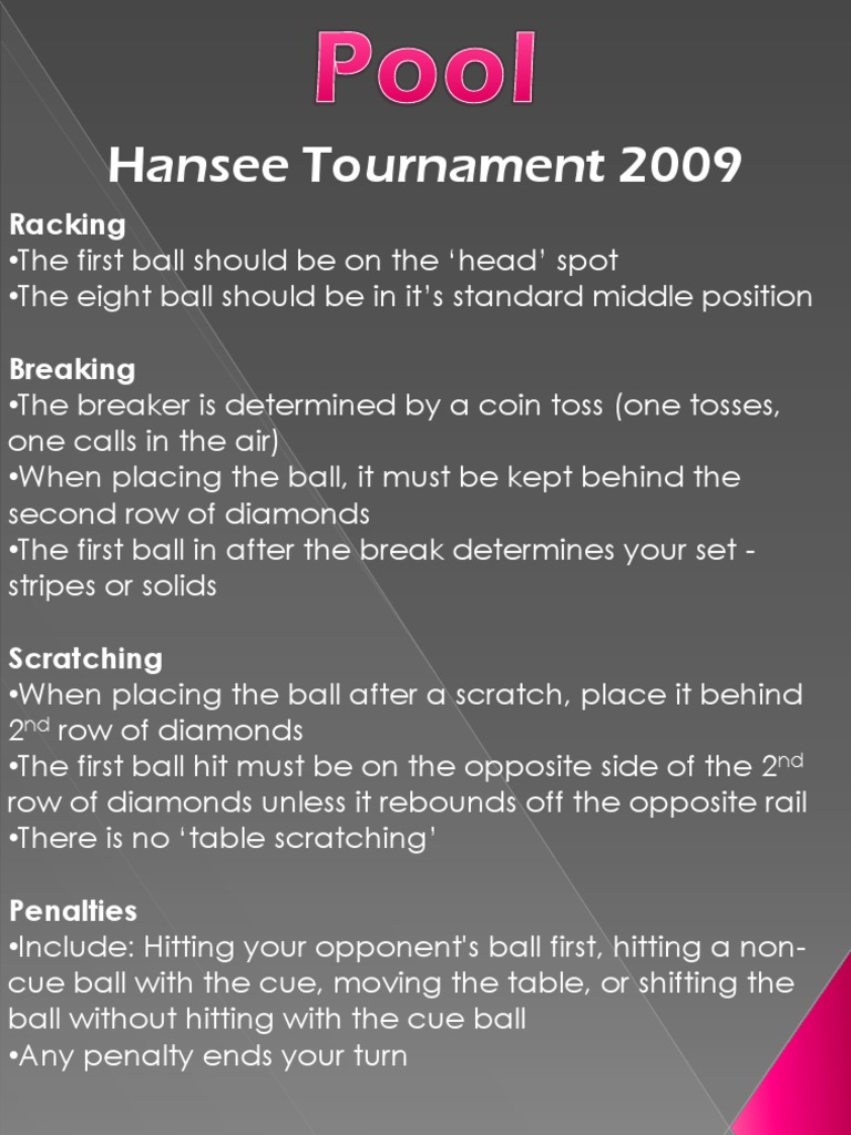 2009 Pool Tournament Rules Summary | PDF