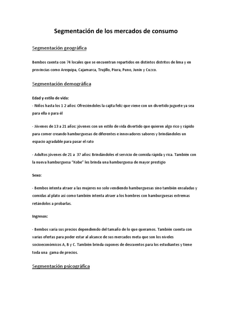 Segmentación de Los Mercados de Consumo | PDF | Ciencias sociales ...