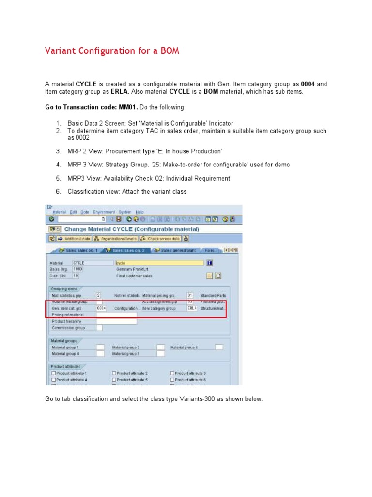 Variant Configuration for BOM Materials | PDF | Computer Data | Computing