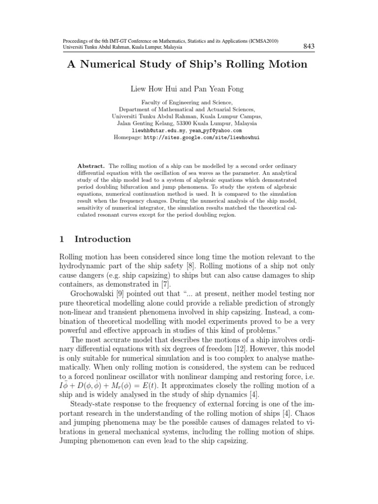 Numerical Analysis of Ship Rolling Motion | PDF | Numerical Analysis ...