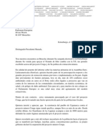 Carta de la diputada europea Catherine Gréze al presidente Ollanta Humala