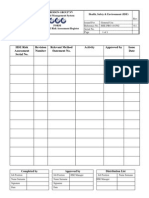 Activities HSE Risk Assessment Register