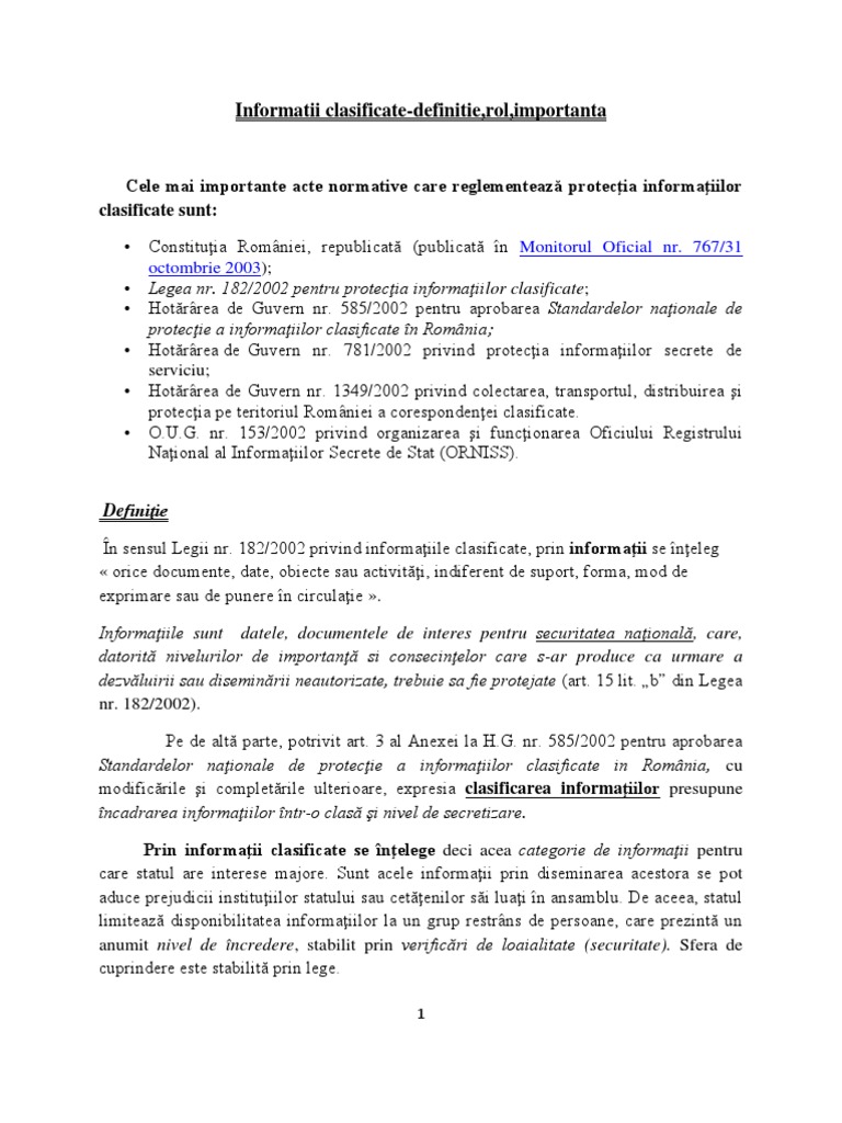 Informatii Clasificate