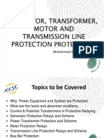 Lecture Presentaion On Generator, Transformer, Motor and Transmission Line Protection