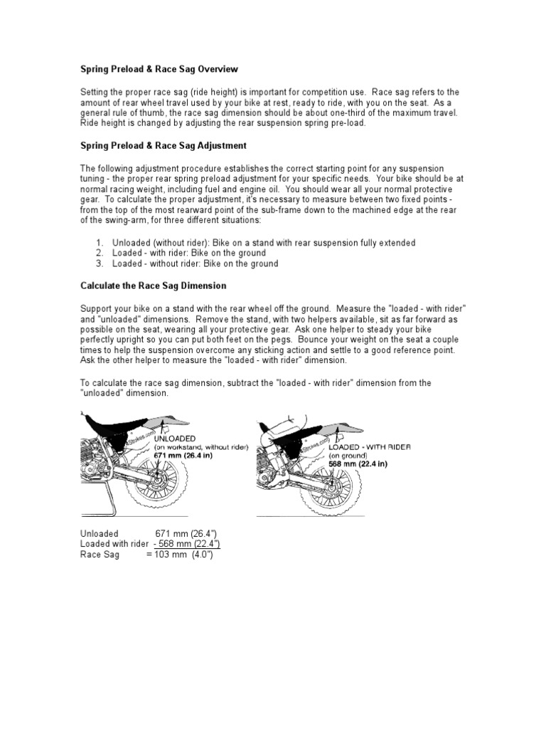 Motorcycle Suspension Setup Guide | PDF | Suspension (Vehicle) | Vehicles