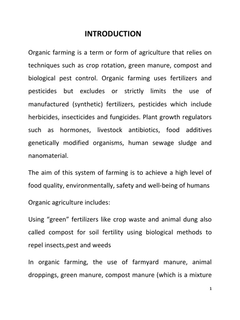 Introduction to Organic Farming | PDF | Organic Farming | Manure