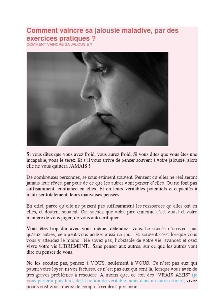 Comment Vaincre Sa Jalousie Maladive Conscience Mal